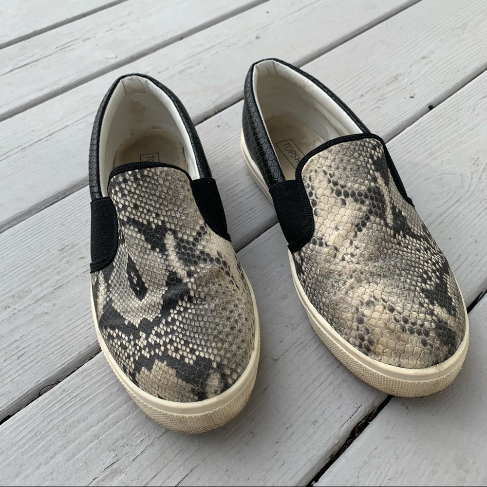 Topshop Snake Print Slip On Sneakers